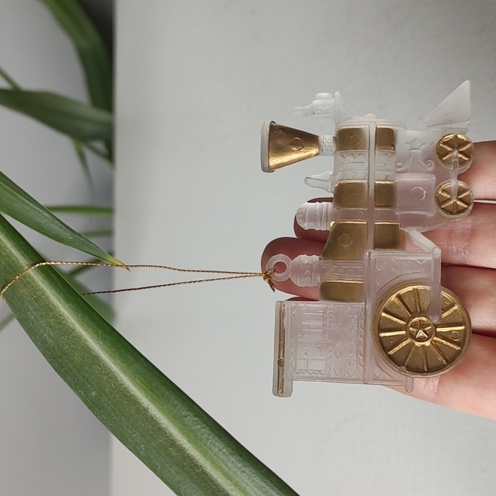 Frosted Acrylic With Gold Trim Train Ornament